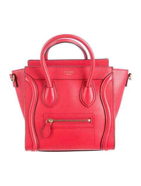 red celine nano bag|Celine nano luggage shoulder bag.